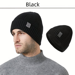 Men's Winter Knitted Beanie Hat Cashmere Warm Hat