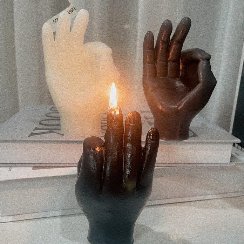 1pc Grey Scented Candles Finger Gesture OK Shape Scented Candles