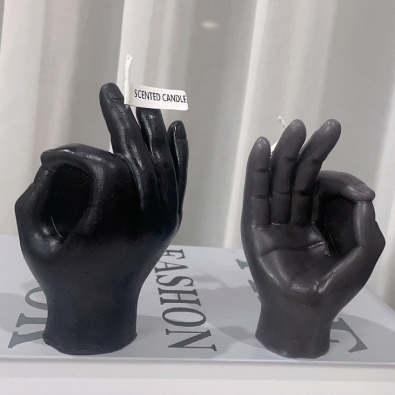 1pc Grey Scented Candles Finger Gesture OK Shape Scented Candles