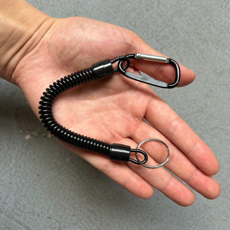 Spring Rope Lanyard Metal Buckle Anti Lost Keychain Outdoor Camping