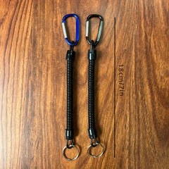 Spring Rope Lanyard Metal Buckle Anti Lost Keychain Outdoor Camping