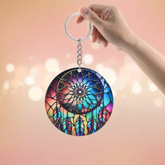 Colorful Dream Catcher Pendant Keychain Acrylic 2D Flat Car Key Chain