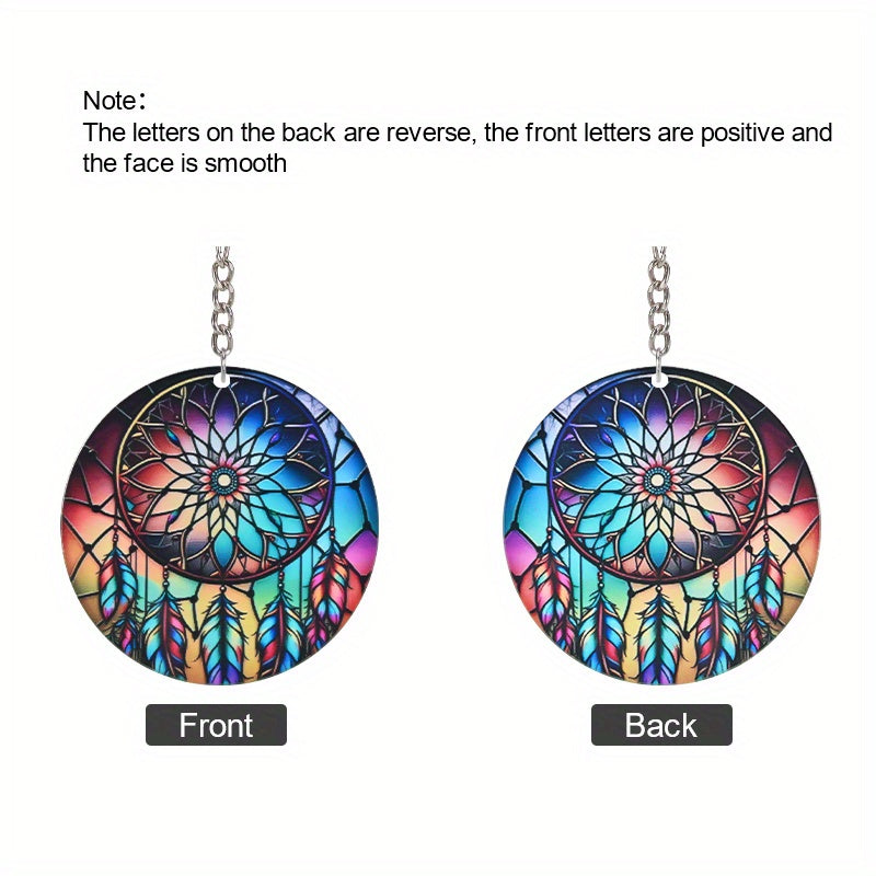Colorful Dream Catcher Pendant Keychain Acrylic 2D Flat Car Key Chain
