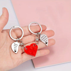Heart shaped Blocks Keychain Keyring Bag Purse Charm Pendant