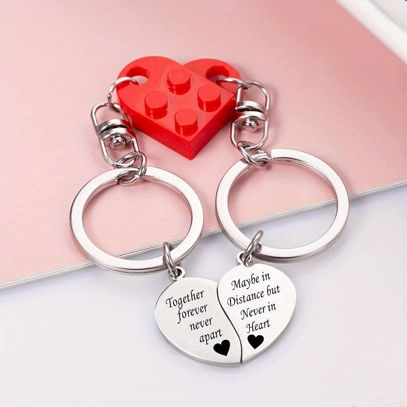 Heart shaped Blocks Keychain Keyring Bag Purse Charm Pendant