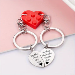 Heart shaped Blocks Keychain Keyring Bag Purse Charm Pendant