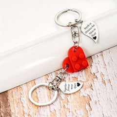 Heart shaped Blocks Keychain Keyring Bag Purse Charm Pendant