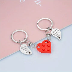 Heart shaped Blocks Keychain Keyring Bag Purse Charm Pendant