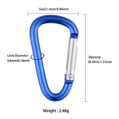 20pcs Aluminum D Ring Buckle Snap Hook Clips for Outdoor Camping