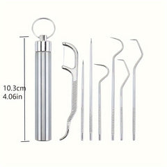 Stainless Steel Toothpicks Set with Keychain Holder