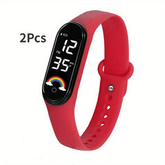 Rainbow LED Bracelet Touch Screen Rectangle Glow Waterproof Watch