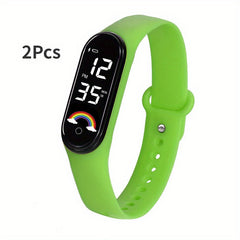 Rainbow LED Bracelet Touch Screen Rectangle Glow Waterproof Watch