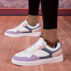 Faux Leather Flat Sneakers Casual Wear Resistance Non Slip Skate Shoes