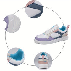 Faux Leather Flat Sneakers Casual Wear Resistance Non Slip Skate Shoes