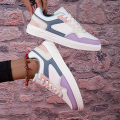 Faux Leather Flat Sneakers Casual Wear Resistance Non Slip Skate Shoes