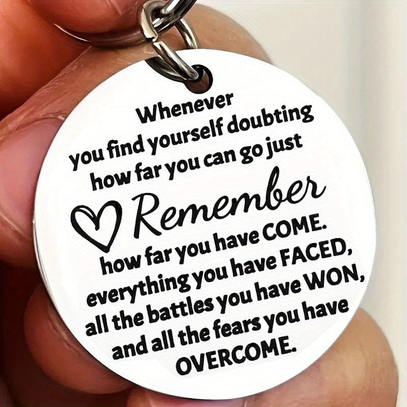 Inspirational Words Keychain Stainless Steel Keyring Pendant Gift