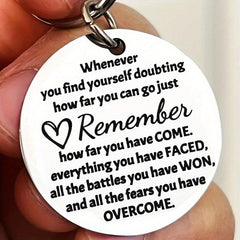 Inspirational Words Keychain Stainless Steel Keyring Pendant Gift