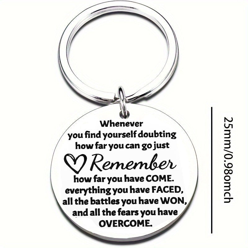 Inspirational Words Keychain Stainless Steel Keyring Pendant Gift