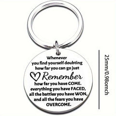 Inspirational Words Keychain Stainless Steel Keyring Pendant Gift