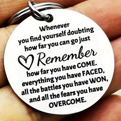 Inspirational Words Keychain Stainless Steel Keyring Pendant Gift