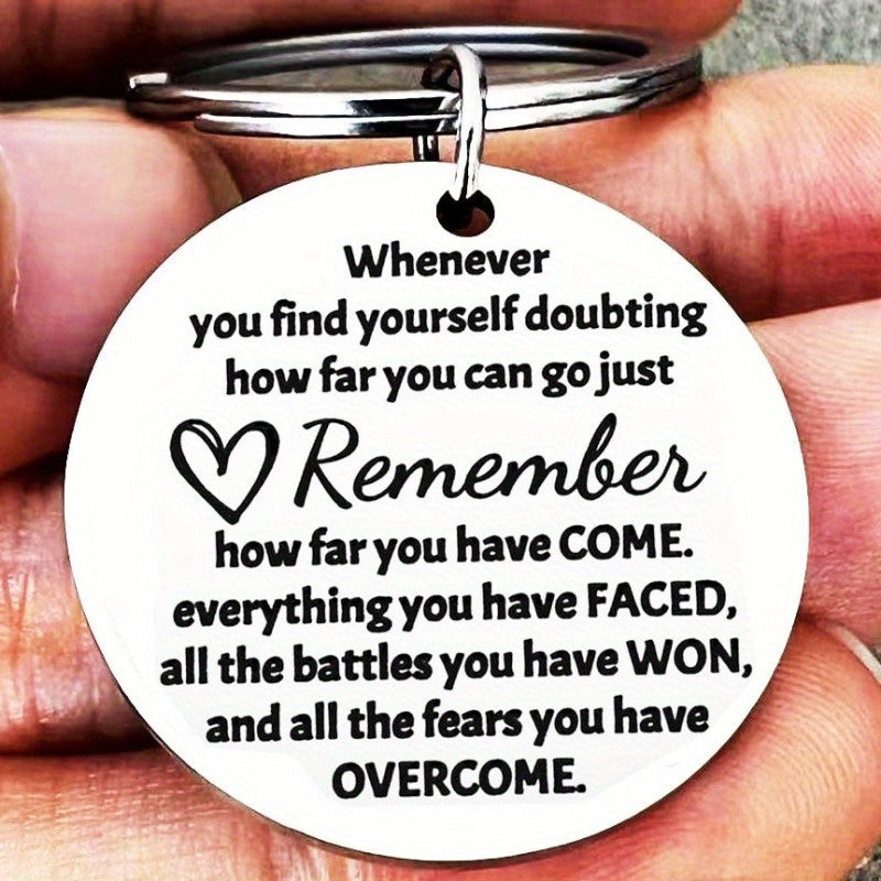 Inspirational Words Keychain Stainless Steel Keyring Pendant Gift