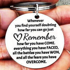 Inspirational Words Keychain Stainless Steel Keyring Pendant Gift