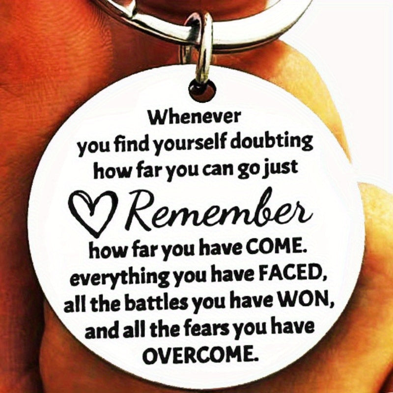 Inspirational Words Keychain Stainless Steel Keyring Pendant Gift