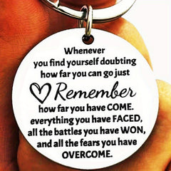 Inspirational Words Keychain Stainless Steel Keyring Pendant Gift