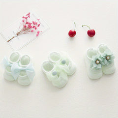 3 Pairs Flower Bow Princess Baby Socks Non Slip & Comfy