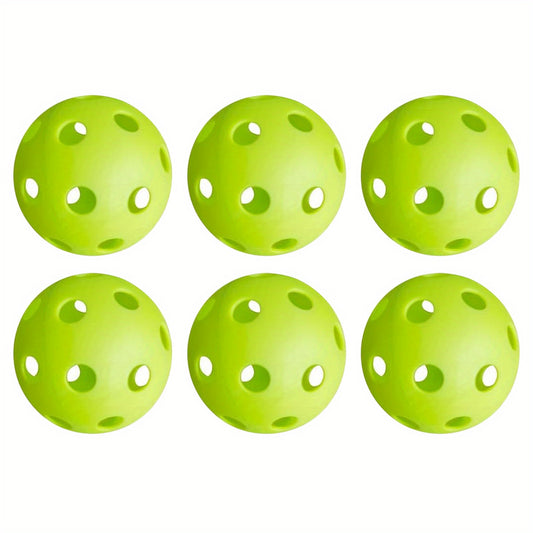 6pcs Lightweight Hollow Pickleball Balls for Training & Party