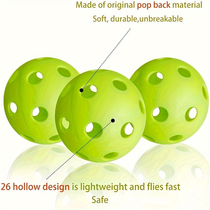 6pcs Lightweight Hollow Pickleball Balls for Training & Party