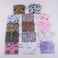 Colorful Faux Leather Keychain Keyring Coin Purse Card Holder