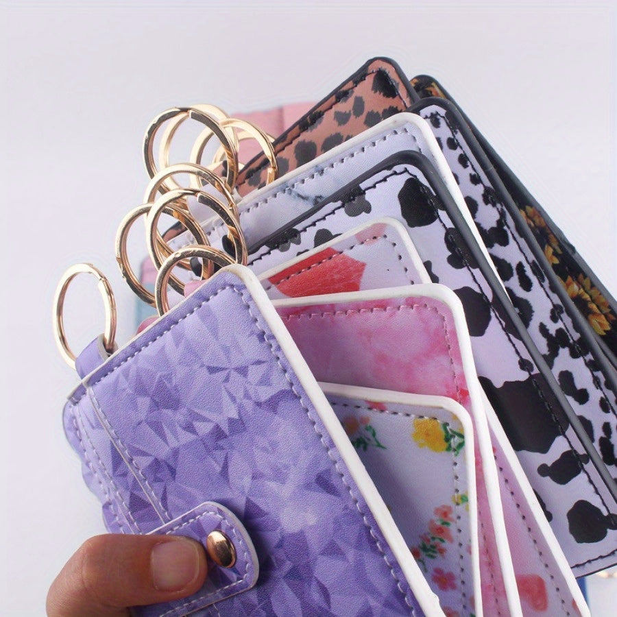 Colorful Faux Leather Keychain Keyring Coin Purse Card Holder