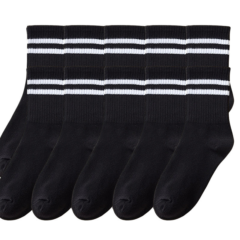 Striped Warm Socks for Autumn Winter Couples - 10 Pairs