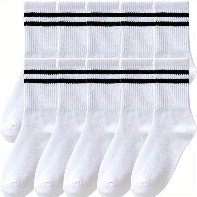 Striped Warm Socks for Autumn Winter Couples - 10 Pairs