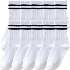 Striped Warm Socks for Autumn Winter Couples - 10 Pairs