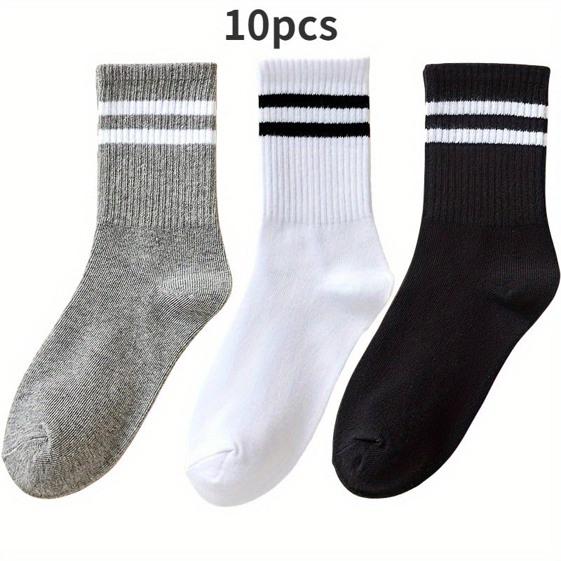 Striped Warm Socks for Autumn Winter Couples - 10 Pairs