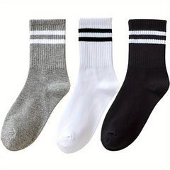 Casual Striped Socks for Autumn Winter Couple Women Men Socks