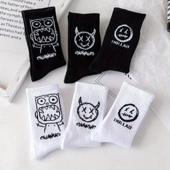 5 pairs Men's Funny Print Crew Socks for Basketball Sport Casual