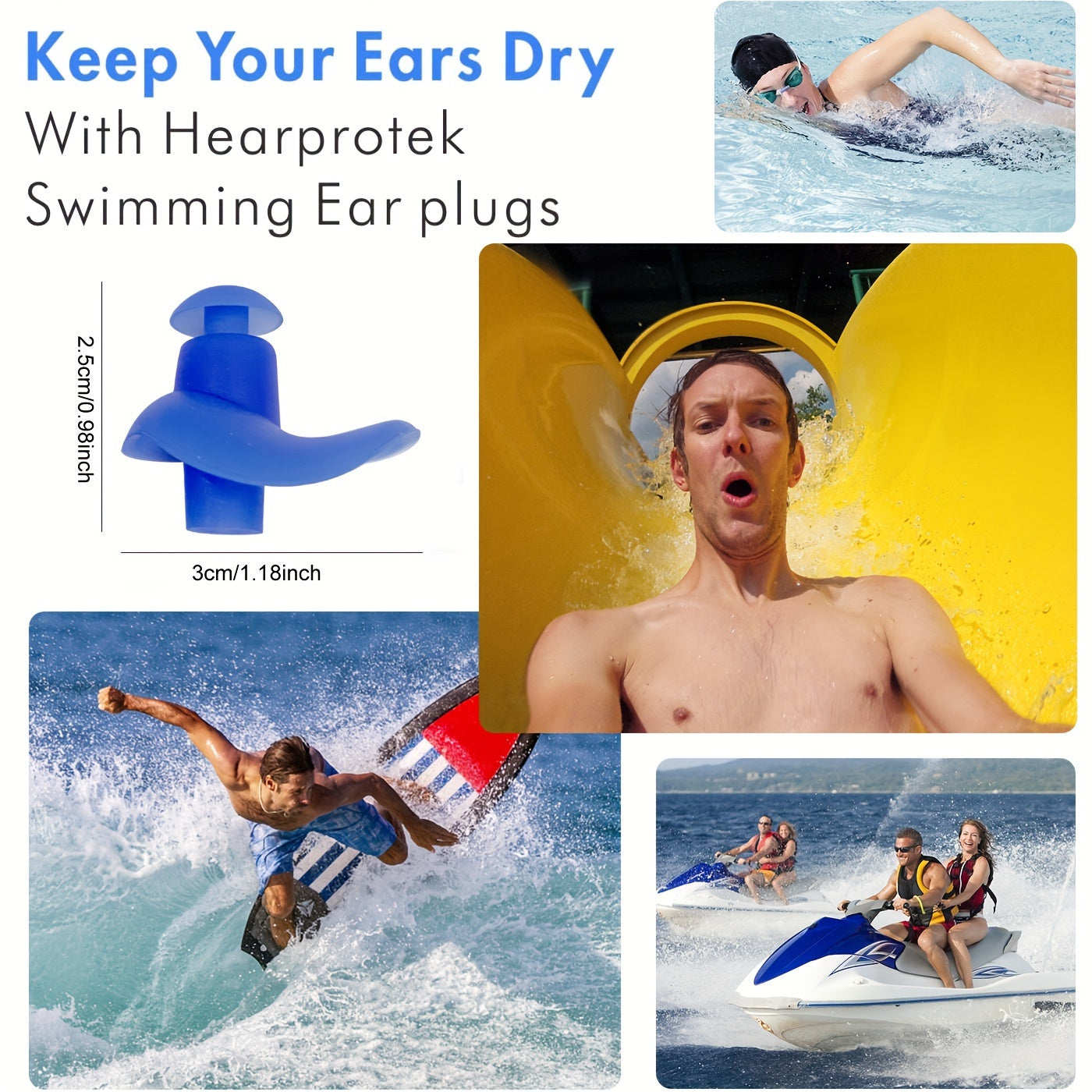 4 Pairs Silicone Ear Plugs for Swimming & Water Activities