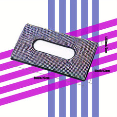 PU Leather Car Tissue Box Pink Diamond Decor Car Interior Accessories