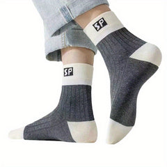 5 Pairs Men's Sweat Absorbing Breathable Sports Socks