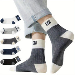 5 Pairs Men's Sweat Absorbing Breathable Sports Socks