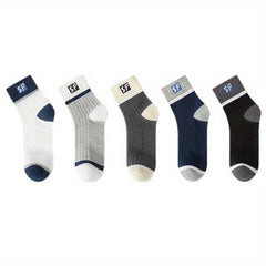 5 Pairs Men's Sweat Absorbing Breathable Sports Socks