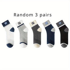 5 Pairs Men's Sweat Absorbing Breathable Sports Socks