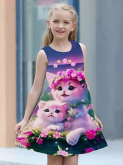 Girls American Flag Sleeveless Dress for Summer Independence Gift