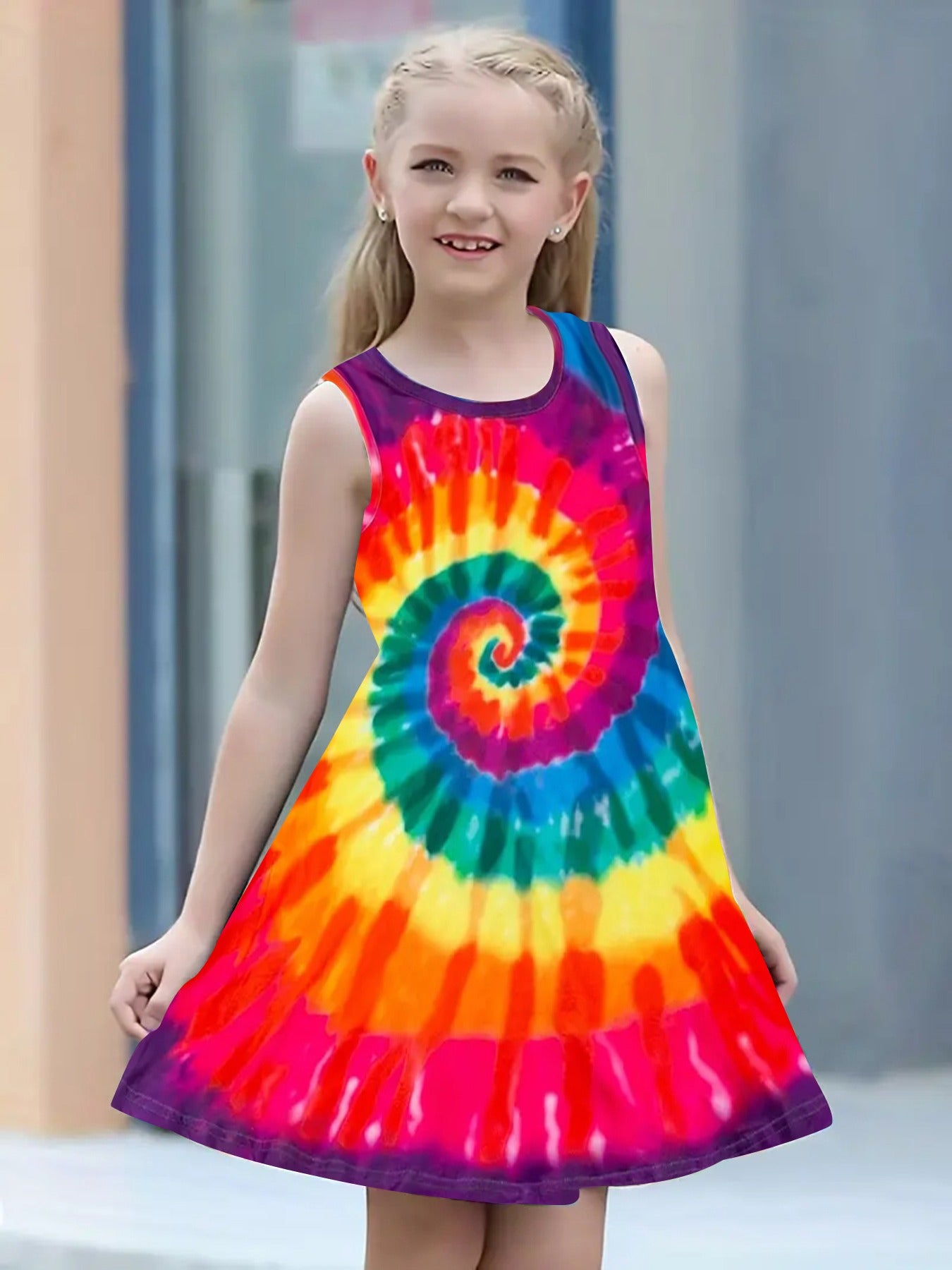 Girls American Flag Sleeveless Dress for Summer Independence Gift