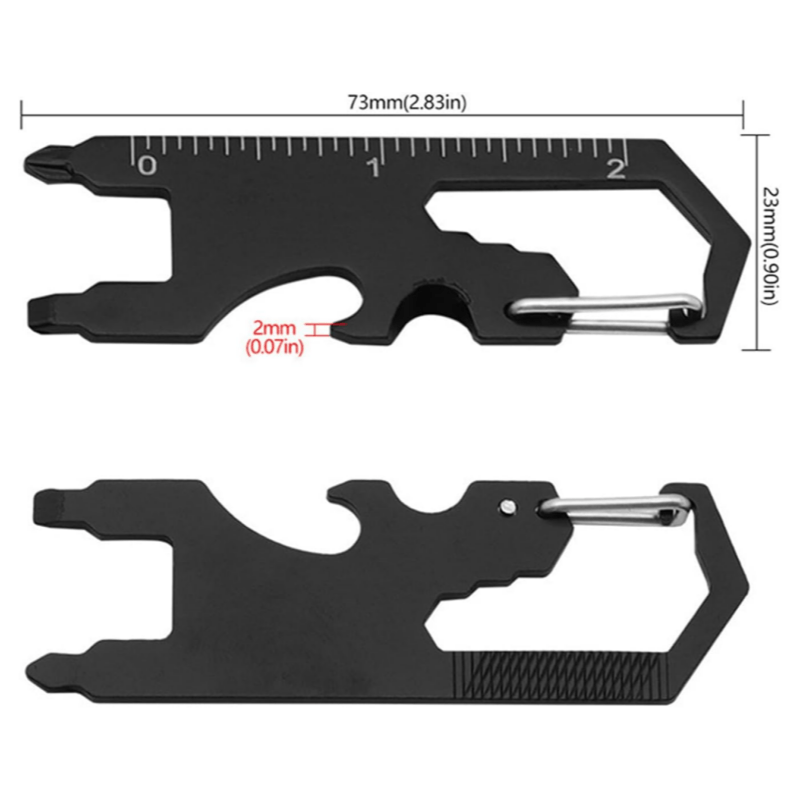 2pcs Outdoor Card Tool Metal Keychain Multifunction Bottle Opener Hex Pendant