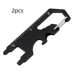 2pcs Outdoor Card Tool Metal Keychain Multifunction Bottle Opener Hex Pendant