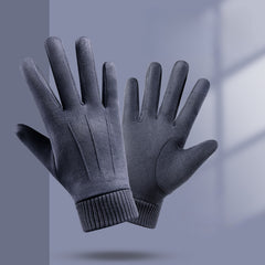 Men's Suede Winter Gloves Touch Screen Coldproof Driving Cycling Motorcycle